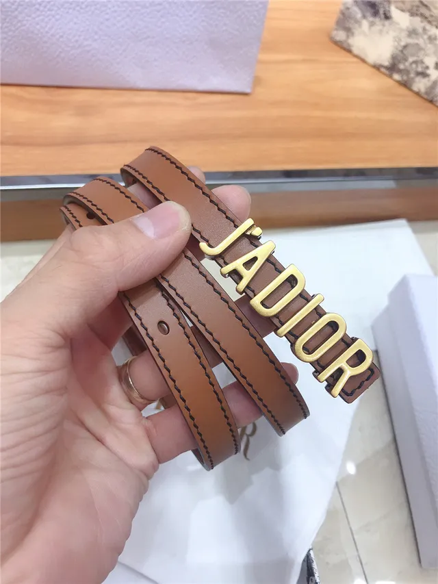 Dior J'Adior Ceinture en cuir noir et doré avec plaque logo fine 8