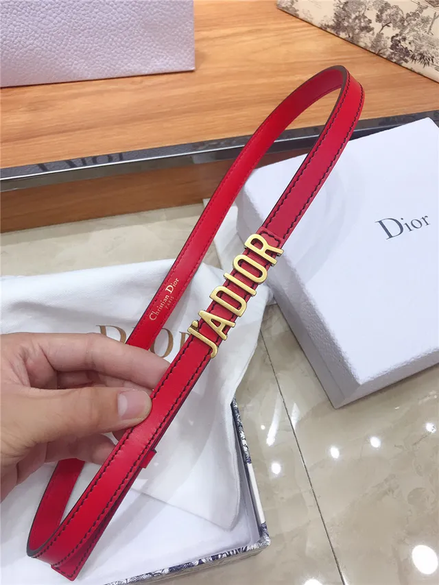 Dior J'Adior Ceinture en cuir noir et doré avec plaque logo fine 14