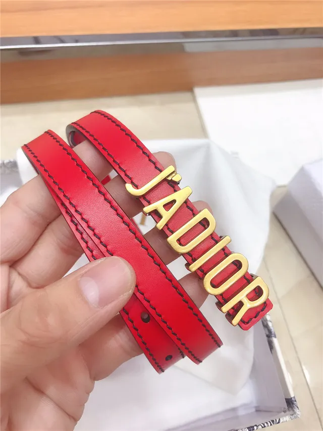 Dior J'Adior Ceinture en cuir noir et doré avec plaque logo fine 15