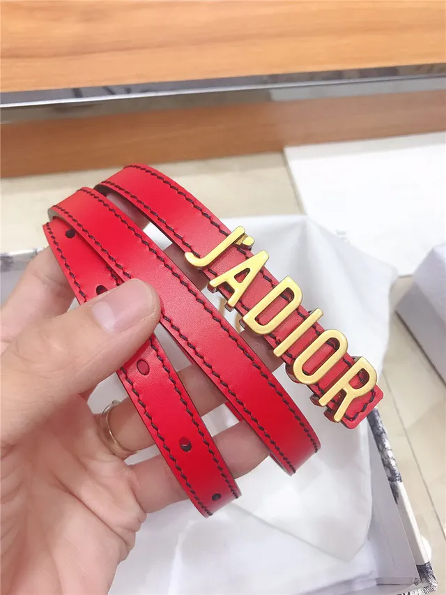 Dior J'Adior Ceinture en cuir noir et doré avec plaque logo fine 16