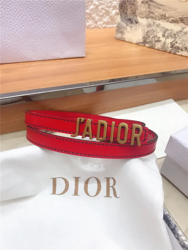 Dior J'Adior Ceinture en cuir noir et doré avec plaque logo fine 17