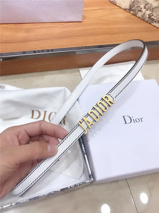 Dior J'Adior Ceinture en cuir noir et doré avec plaque logo fine 21