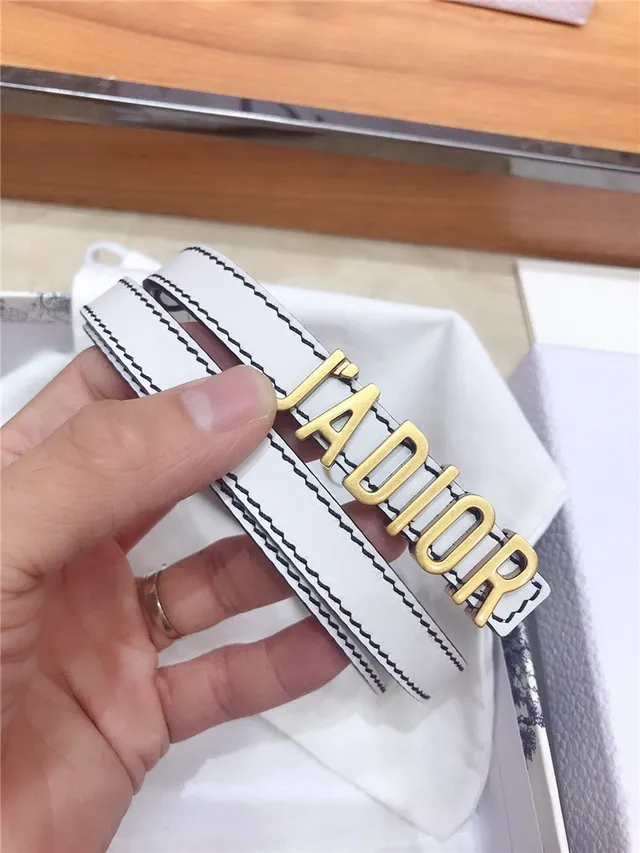 Dior J'Adior Ceinture en cuir noir et doré avec plaque logo fine 23