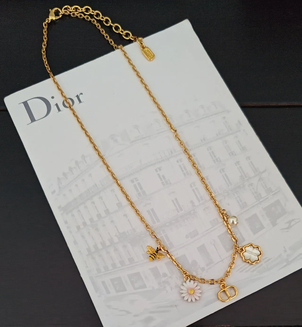 Dior La D de Charm সোনা সাদা চেইন পেন্ডেন্ট হার 2