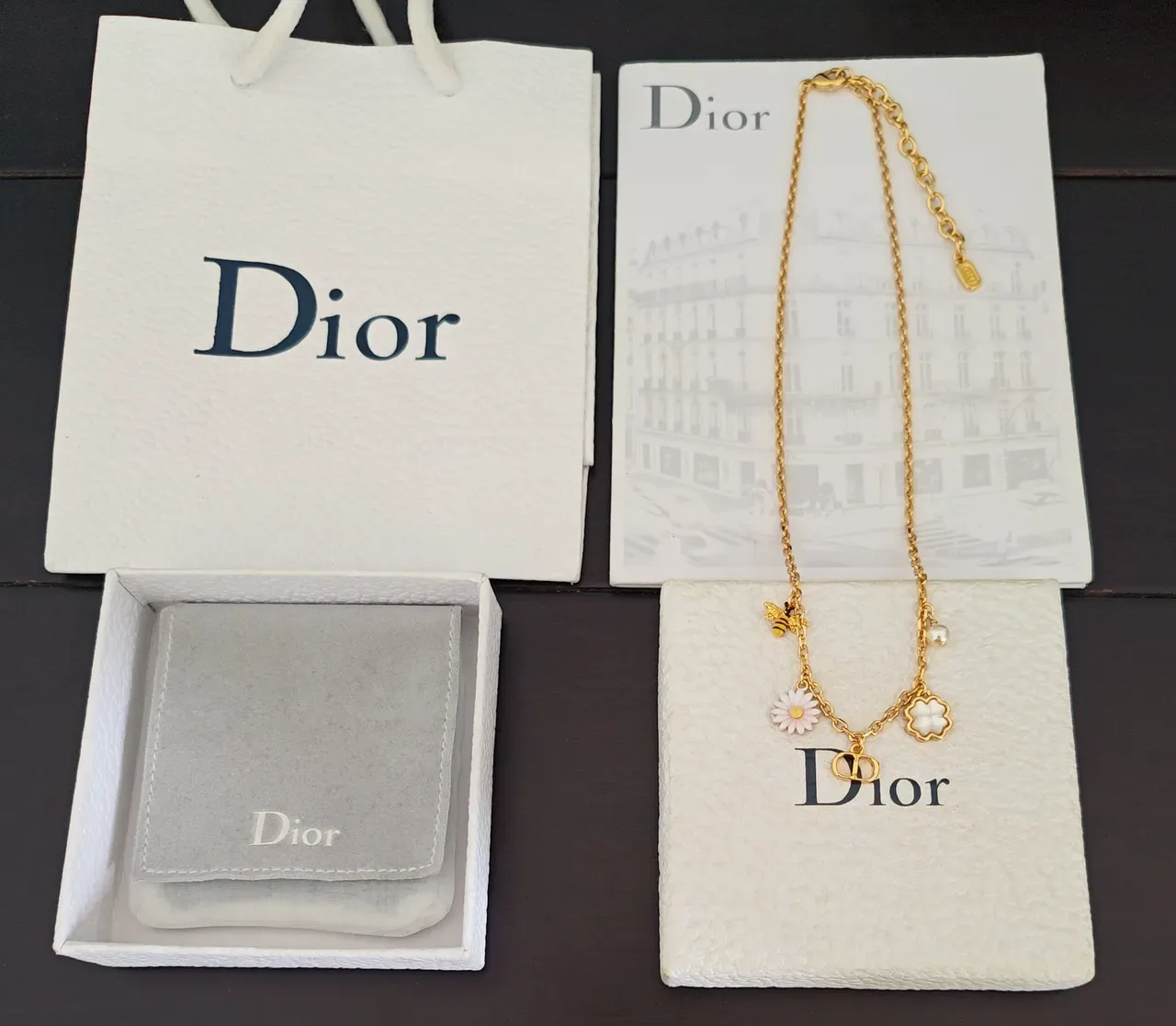 Dior La D de Charm সোনা সাদা চেইন পেন্ডেন্ট হার 4
