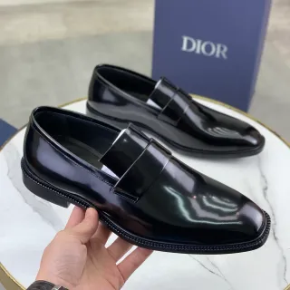 Dior 黑色 亮面漆皮 单带 乐福鞋