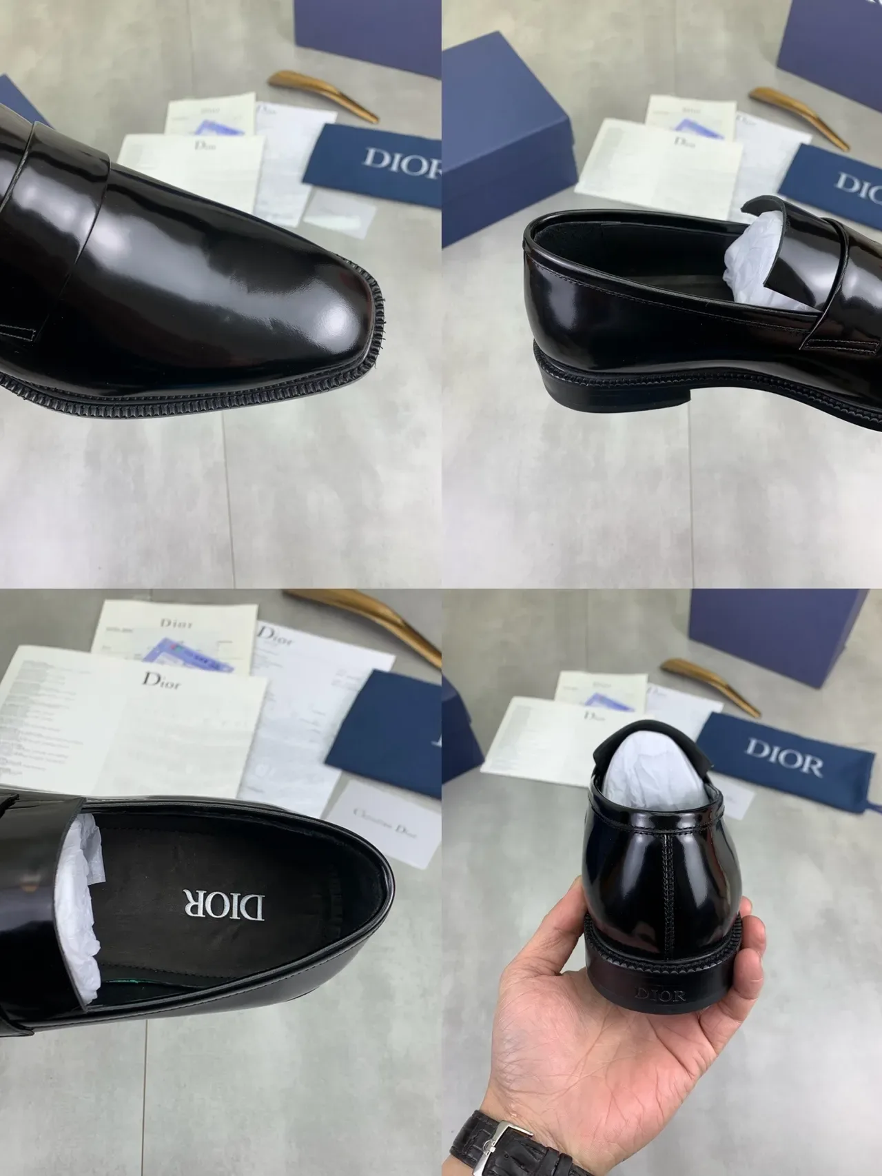 Dior Loafer Preto Couro Patentado Brilhante Tira Única 2