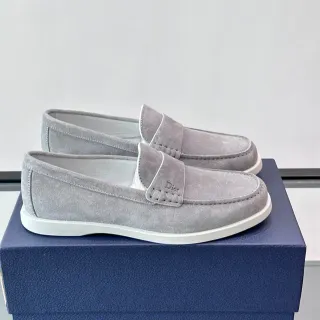 Dior Loafer Gris Blanc Daim Partie supérieure Bride Penny Loafer