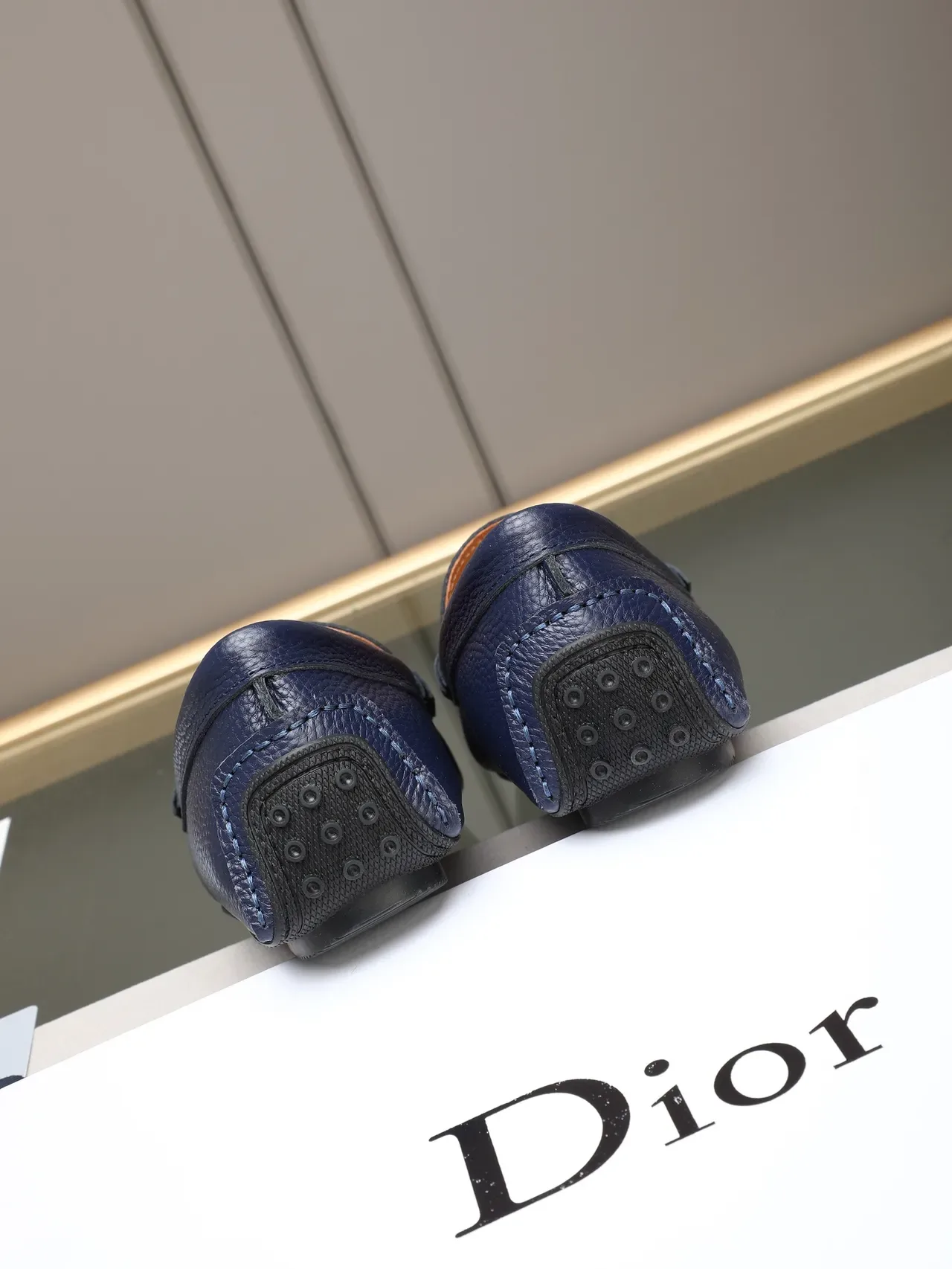Dior Mocasín Penny Navy Cuero Pebbled 3
