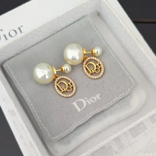Dior Logo Cercle Perle Boucles d'oreilles pendantes