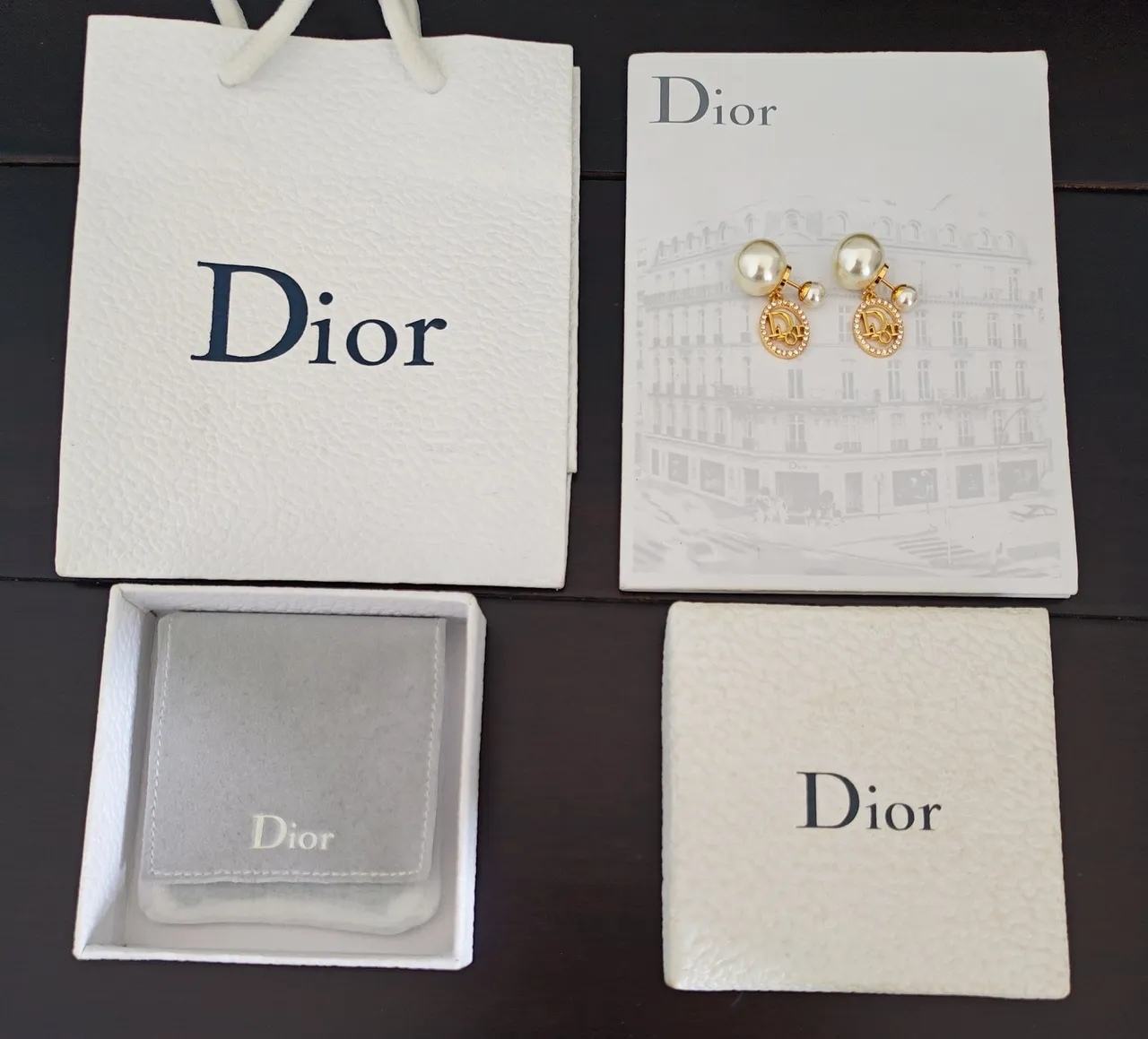 Dior Logo Circle Pearl Drop Earrings 3
