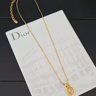 Dior 标志金色蛇链吊坠项链