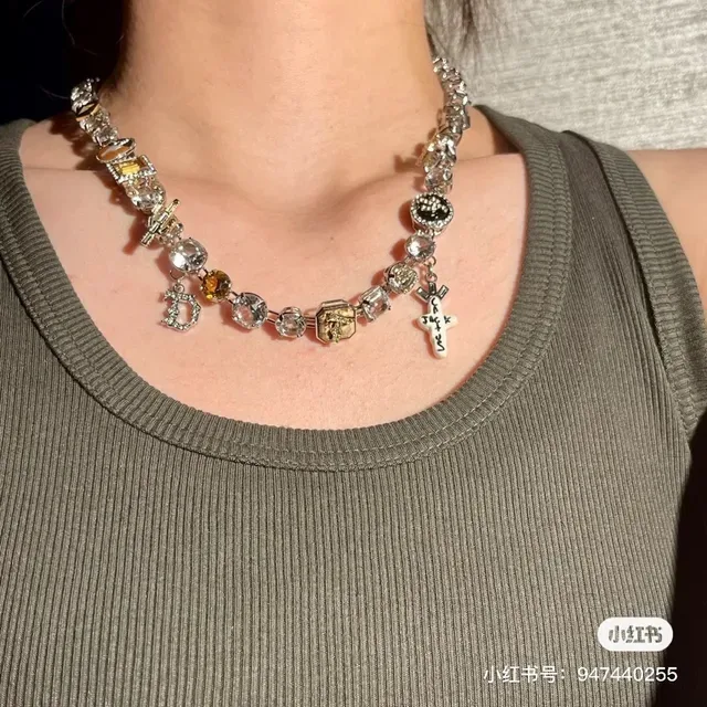 Dior Multi-Charm Crystal Enamel Necklace 9