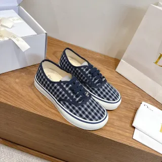 Dior 海军蓝白色格子帆布生活方式运动鞋
