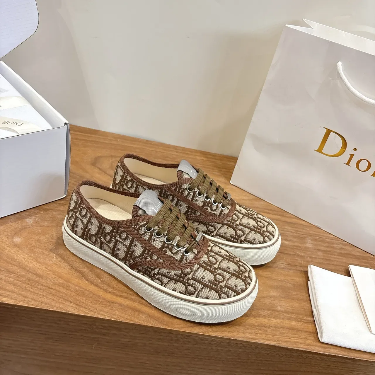 Dior Oblique Canvas 米棕 Monogram Low-Top Lace-Up Lifestyle 运动鞋 4