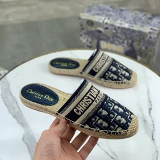 Dior Oblique Espadrille Navy and Beige Slipper