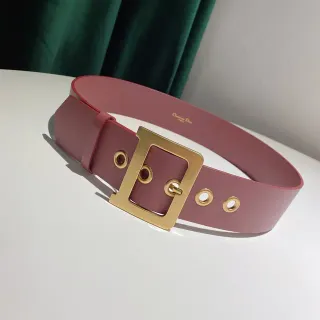 Dior Pink Gold حزام جلدي مشبك مستطيل عريض
