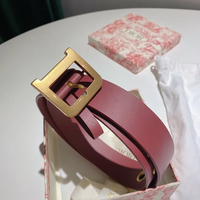 Dior Pink Gold Cinto de couro com fivela retangular larga 2