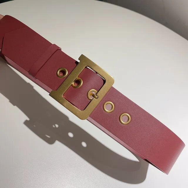 Dior Pink Gold Cinto de couro com fivela retangular larga 7