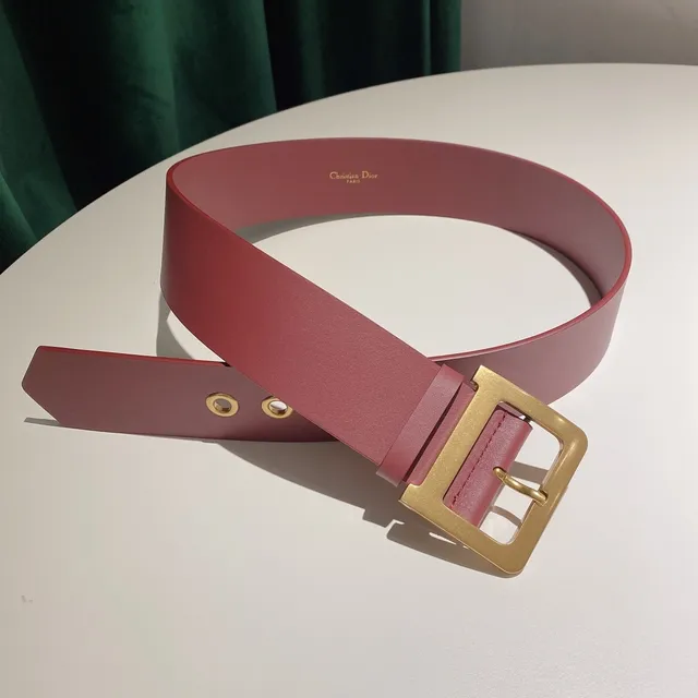 Dior Pink Gold Cinto de couro com fivela retangular larga 8