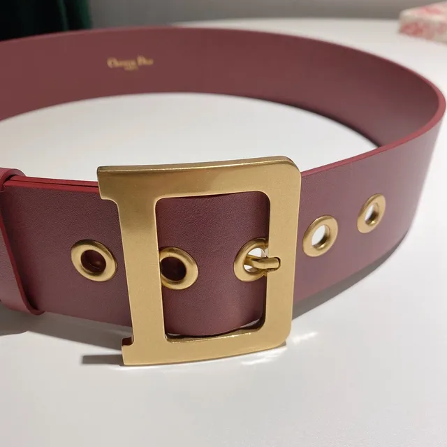 Dior Pink Gold Cinto de couro com fivela retangular larga 9