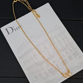 Dior Rose des Vents 金白绳链 D形吊坠项链