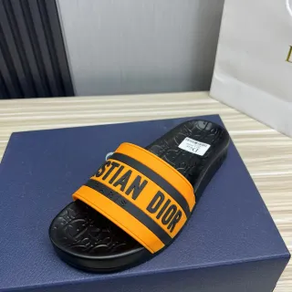 Dior Slide Negro y Naranja Correa Logo