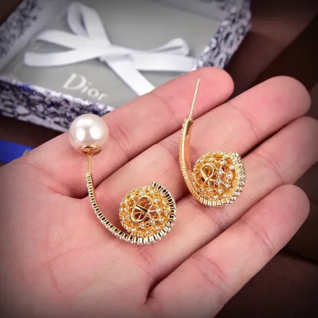 Dior Tribales Gold-Tone Pavé Crystal and Pearl Earrings 2
