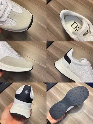 Dior White Gray Embossed Oblique Monogram Mixed Leather And Suede Lifestyle Sneakers 6