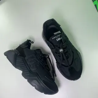 Dolce & Gabbana Black Monochrome Oversized Sculpted Sole Chunky Sneakers