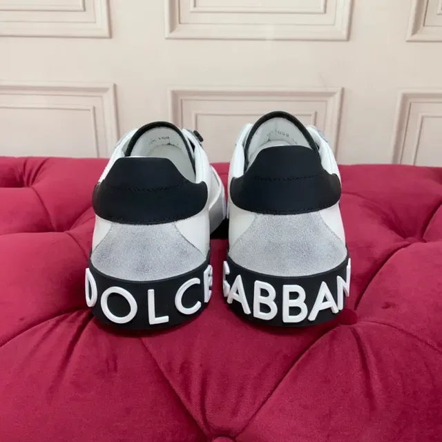 Dolce & Gabbana DG Logo Tênis Branco Preto Couro Superior Oversized Lifestyle Tênis 3