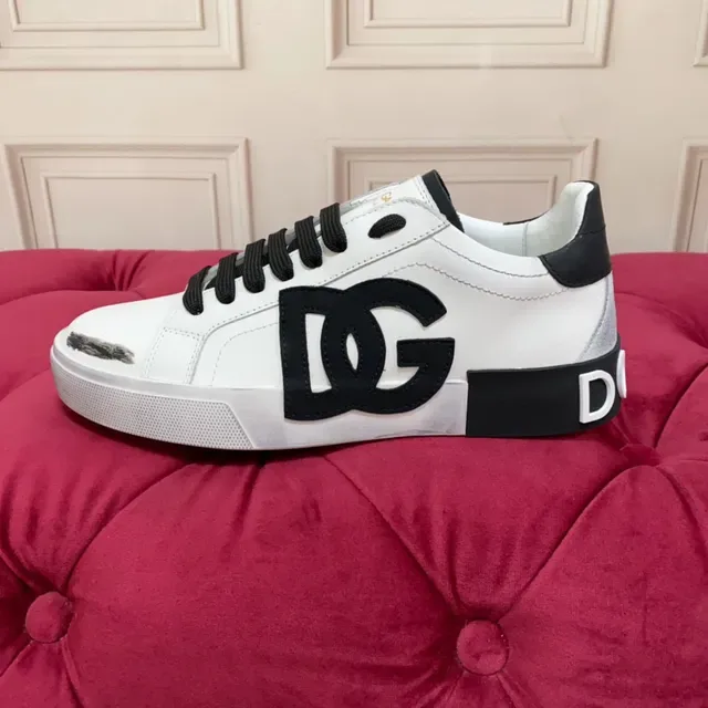 Dolce & Gabbana DG Logo Tênis Branco Preto Couro Superior Oversized Lifestyle Tênis 5