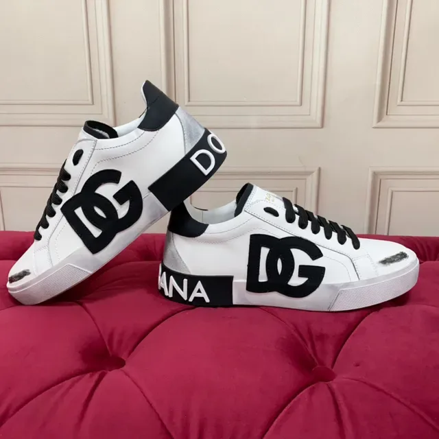 Dolce & Gabbana DG Logo Tênis Branco Preto Couro Superior Oversized Lifestyle Tênis 6