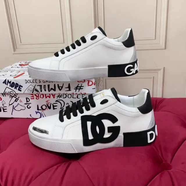 Dolce & Gabbana DG Logo Tênis Branco Preto Couro Superior Oversized Lifestyle Tênis 9