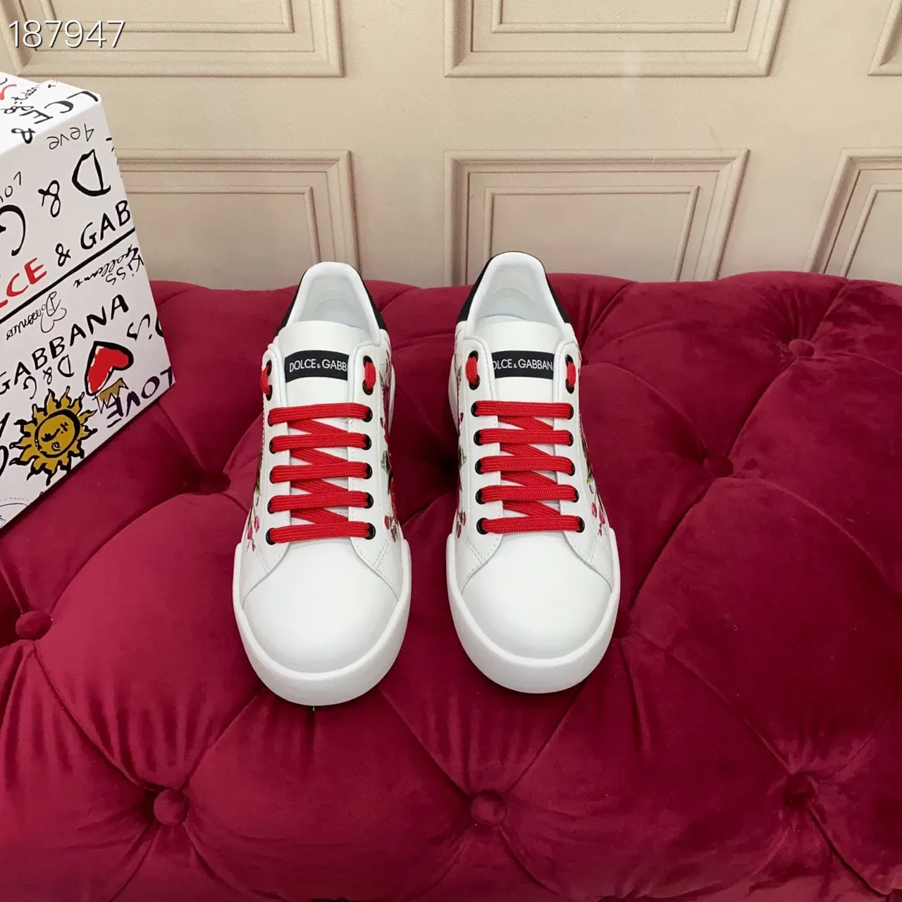 Dolce & Gabbana Portofino sneakers lifestyle imprimé floral blanc 8