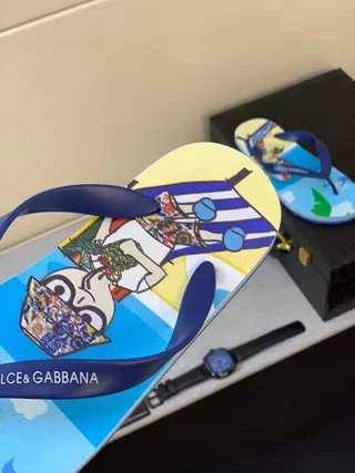 Dolce & Gabbana মুদ্রিত সমুদ্র তট থিমড ফ্লিপ-ফ্লপ স্লিপার্স 7