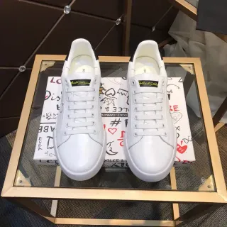 Dolce & Gabbana সাদা কালো চামড়া উপরের মোটা প্ল্যাটফর্ম সোল লাইফস্টাইল স্নিকার