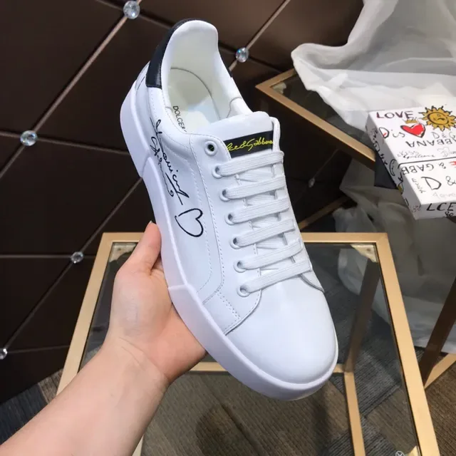 Dolce & Gabbana White Black Leather Upper Thick Platform Sole Lifestyle Sneakers 3