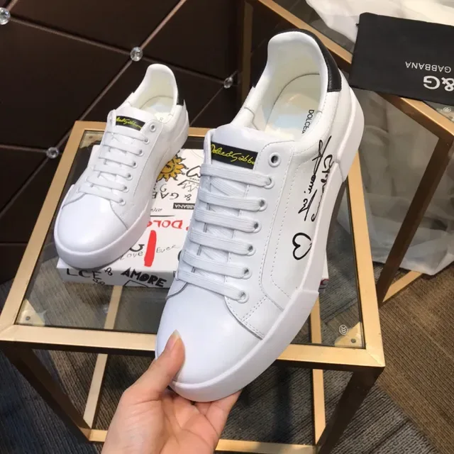Dolce & Gabbana White Black Leather Upper Thick Platform Sole Lifestyle Sneakers 4