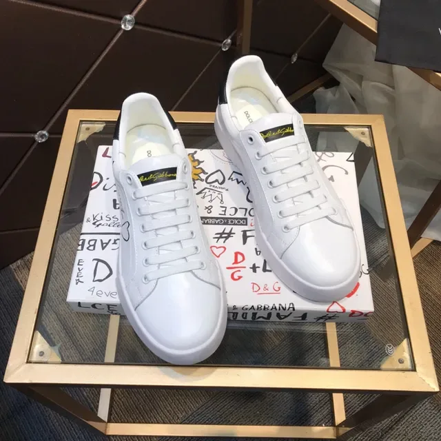 Dolce & Gabbana White Black Leather Upper Thick Platform Sole Lifestyle Sneakers 7
