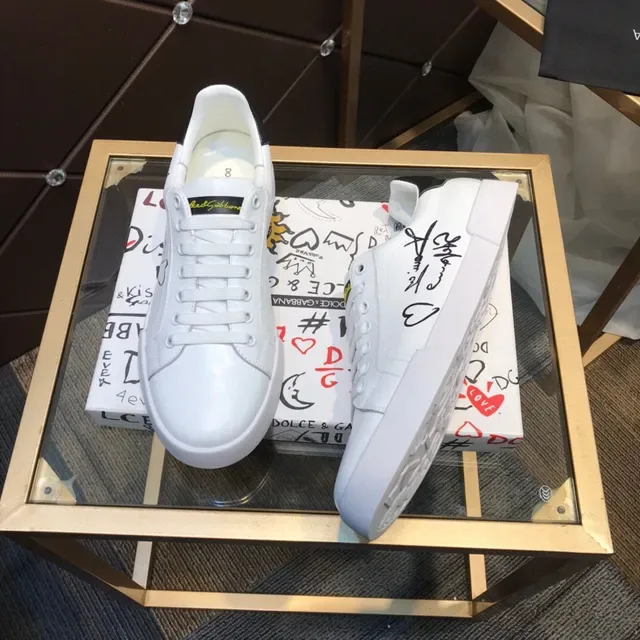Dolce & Gabbana White Black Leather Upper Thick Platform Sole Lifestyle Sneakers 8