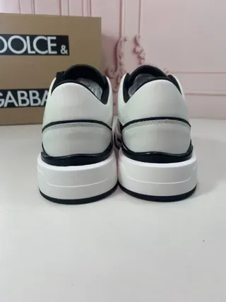 Dolce & Gabbana White Black Low-Top Leather-Panelled Lifestyle Sneakers 3