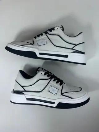 Dolce & Gabbana White Black Low-Top Leather-Panelled Lifestyle Sneakers 5