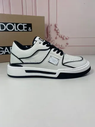 Dolce & Gabbana White Black Low-Top Leather-Panelled Lifestyle Sneakers 7