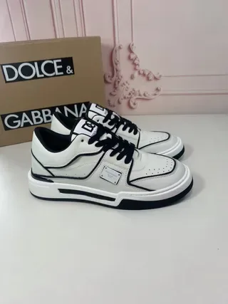 Dolce & Gabbana White Black Low-Top Leather-Panelled Lifestyle Sneakers 8