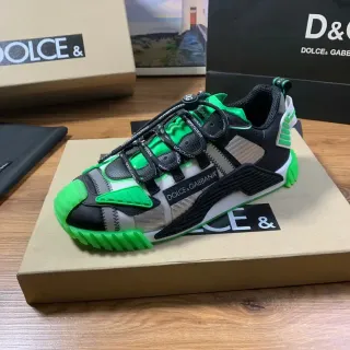 Dolce & Gabbana Black Green Multi-Panel Mesh And Synthetic Upper Zipper-Accented Side Panels Sneakers