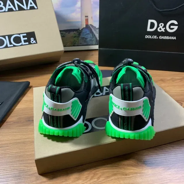 Dolce & Gabbana কালো সবুজ মাল্টি-প্যানেল মেশ ও সিন্থেটিক উপর জিপার-অ্যাকসেন্টেড সাইড প্যানেল স্নিকার 6