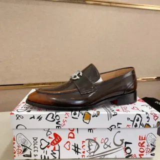 Dolce & Gabbana Brown Beige Patent Leather Two-Tone Loafer