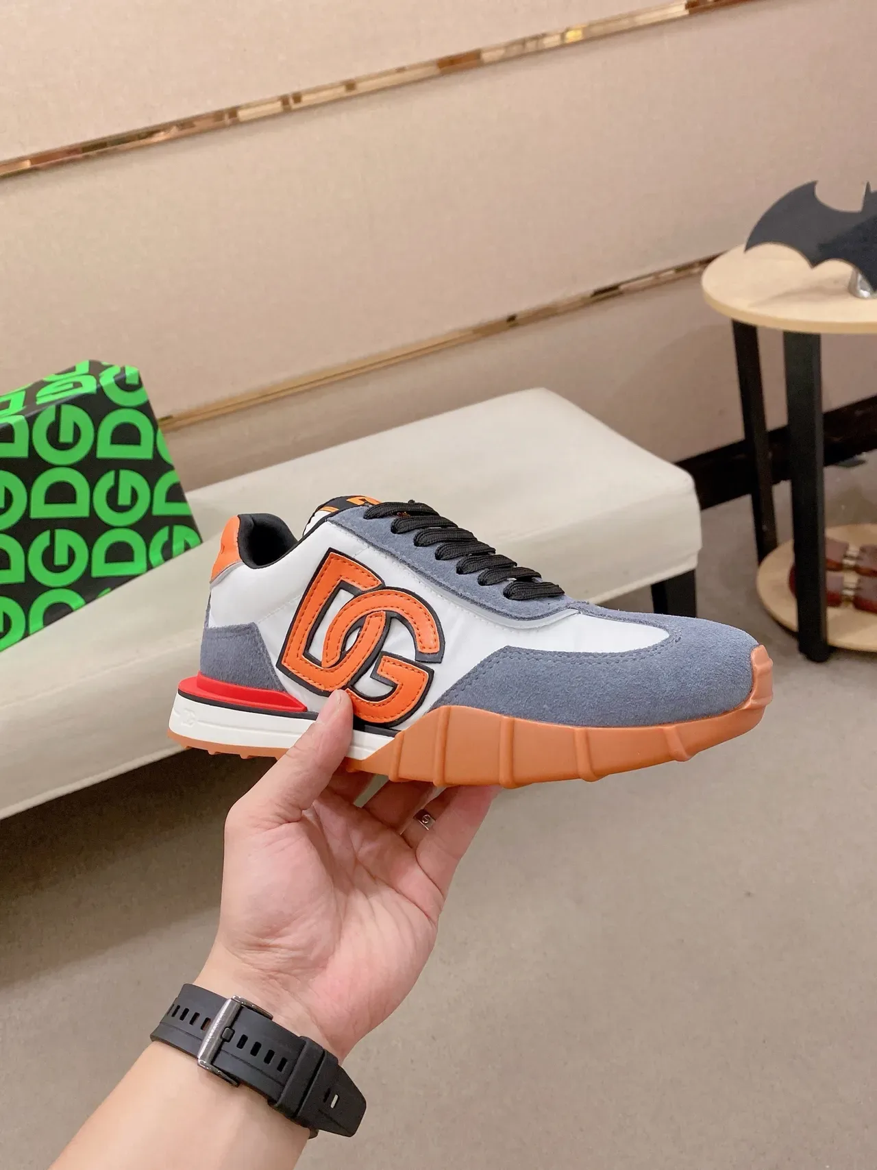 Dolce & Gabbana DG Runner White Gray Orange Lifestyle Sneakers 4