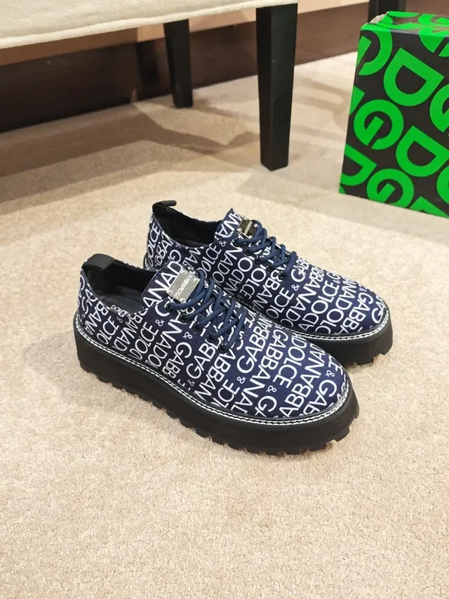 Dolce & Gabbana Navy Black Monogram-Print Semelle Plateforme Chunky Sneakers 4